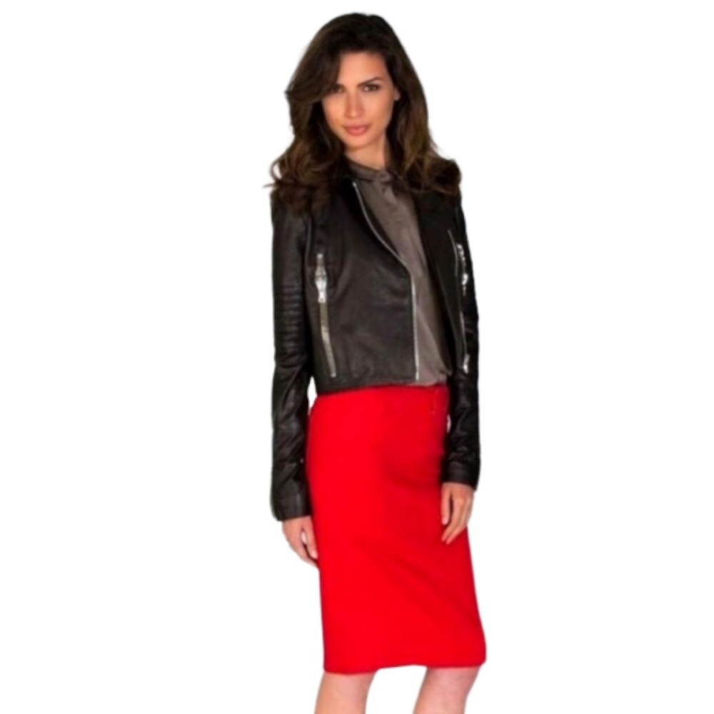 Kenar Fiery Red Pencil Skirt